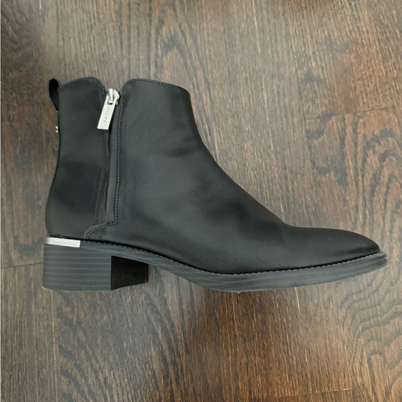 Calvin Klein black leather booties with silver accents - Picture 3 of 7